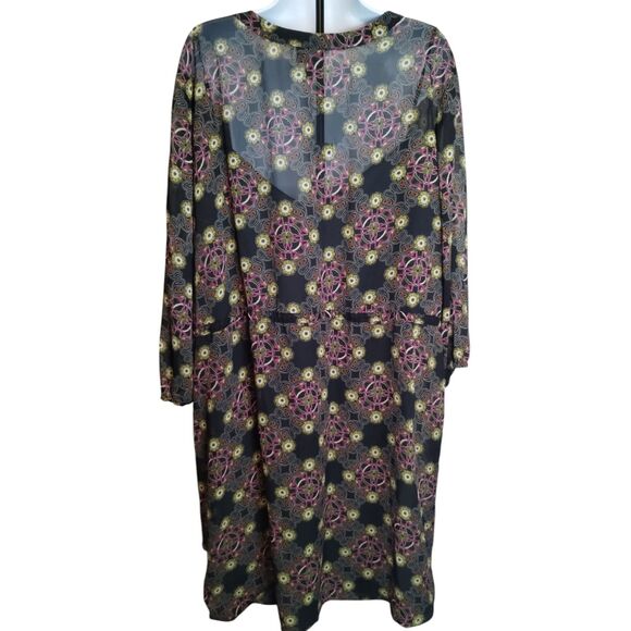 Mossimo Black Purple Green Floral Print Blouson Dress Sz 3XL - Picture 4 of 11